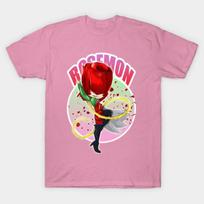 T Shirt Women Digimon Chibi Rosemon Harajuku Print Kawaii Tshirt Summer Short Sleeve Female T-Shirt Top Tee S rožinė