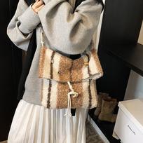 Striped Woolen Shoulder Messenger Bag Lazy Versatile Large Capacity Messenger Bag Retro Tote Bag ruda