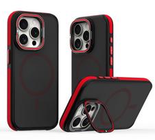 Magsafe Phone Case For iPhone 16 15 14 13 12 Pro Max Plus Metal Camera Bracket Holder Magnetic Wireless Charge Translucent Cover For iPhone 16 raudona