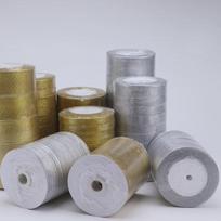 Auksinė ir Sidabrinė Blizganti Juosta Kalėdoms, Dovanų Pakavimui, Kepimui ir Vestuvių Dekoracijoms Gold Glitter Ribbon 0.6cm x 250 yards gray