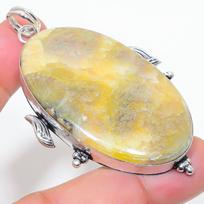 Bumblebee Jasper Handmade 925 Sterling Silver Gift Pendant 2.76  o5A99 beige