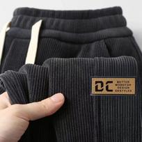 Vyriškos korėjietiško stiliaus velvetinės sportinės kelnės – rudens/žiemos laisvalaikio laisvos kelnės 5XL black