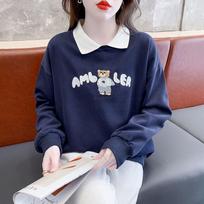 Women's Long-Sleeve Chic Hong Kong-Style Loose Layered Sweater Top 2XL balta