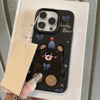 Cute Bear Phone Case For iPhone 11 Case iPhone 15 16 Pro 13 12 14 Pro Max Plus Shockproof Candy Color Bumper Leather Soft Cover For iPhone 14 Plus gray