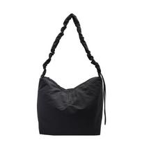 Large Capacity Nylon Shoulder Bag Soft Waxy Cotton Lazy Crossbody Bag Student Commuter Casual Tote Bag juoda