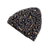 Madingos leopardo nertos kepurės suaugusioms moterims Vyrams Žieminė megzta kepurė Super šilta kepurė Aukšta kokybė pilka spalva