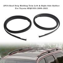 2PCS Roof Drip Molding Trim Left & Right Side Rubber For Toyota SEQUOIA 2008-2021 gray