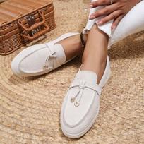 New Lefu Shoes Women's Soft Leather Retro Lazy Man Step on Thick Sole Flat Bottom Comfortable Single Shoe 36