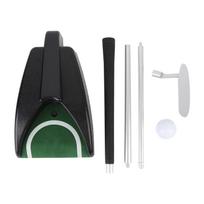 Portable Putter Set TPE Alloy Right Hand Putter with Automatic Ball Return Putting Cup PU Leather white