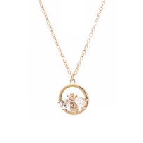 Korea Dongdaemun New Circle Bee Necklace Women's Personality and Temperament Clavicle Chain beige
