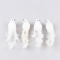Baltieji paukščiai Dirbtinės putplasčio plunksnos balandžiai Craft Birds Mini dekoratyviniai paukščiai white