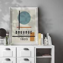 Bauhaus Art Prints Poster, Minimalist Circle Linellae Connect Poster, Bauhaus Geometric Printable Wall Art Home Bedroom Decor No Frame 21*30cm No Frame