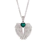 Angel Wings Necklace Rhinestone Hug Guardian Wings Pendant Necklace Zircon Birthstone