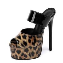 Liyke Vasaros Mados Podiumas Super Aukštakulniai Platforminiai Batai Šventiniai Striptizo Šlepetės Seksualūs Leopardinio Rašto Atvirais Pirštais Batai Moteriškos Mules 35 black