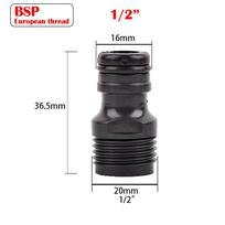 Hose Quick Connector 1/2 3/4 1 Inch Garden Hose Fitting Quick Connector Adapter Male and Female with Shut-Off Valve Switch black