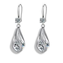 Women's Crystal Water Drop Earrings Exaggerated Statement Earrings for Party Wedding Jewelry Gifts gray
