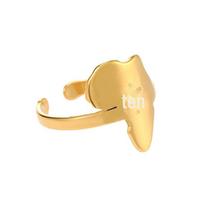 African Map Gold Titanium Open Ring: Glossy Party and Birthday Gift for Women Adjustable