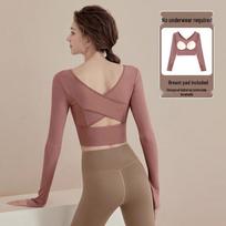 Women's 2025 Fitness Yoga Tops - Professional Pilates Solid Color Long Sleeve Suit Large