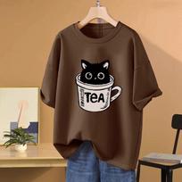 Pure Cotton Short-sleeved T-shirt for Women In Summer New Fat Mm Large Size Loose Belly-hiding Half-sleeved T-shirt Top M