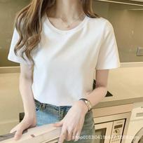 White Short-sleeved Shoulder T-shirt for Women's Pure Cotton Summer New Round Neck Slim Fit Slim T-shirt Top S