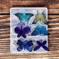 Creative Handmade Molds 6 Styles Butterfly Pendant Crystal Epoxy Resin Mold Accessories Silicone Mould DIY Jewelry Casting Tool blue