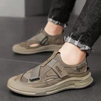 Vasariniai vyriški sandalai Madingi lauko neslystančios platformos paplūdimio šlepetės Kvėpuojantys laisvalaikio batai vyrams Mados dizainerio sandalijos 39 chaki