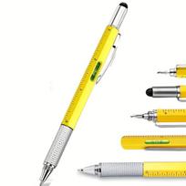 6-in-1 kišeninis genijus rašiklis - universalus daugiafunkcis įrankis su gulsčiuku, tiksliais atsuktuvais, rašikliu ir liniuote - patvarus ir nešiojamas remontui yellow