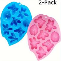2pcs Floral Insect Silicone Cake Mold Aromatherapy Gypsum Mold Cold Soap Mold Easy To Clean Bakeware 2pcs pink