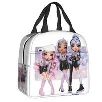 Rainbow High Sisters Insulated Lunch Bag for Women Leakproof RH KPOP Cooler Thermal Bento Box Kids School Children lunchbag 22x20x13CM balta