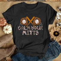 Calm Your Mitts Baseball Letter Print Short Sleeve T Shirts Women'S Crew Neck T-Shirts Summer Comfy Soft Tees Tops Size Xxs-4Xl M juoda