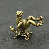 Antique Play Brass Tortoise Frog Miniature Statue Decoration Desk Decoration Home Decoration Bronze Sculpture