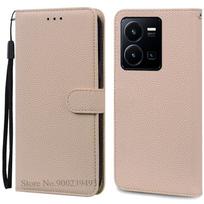 Dėklas Vivo Y35, atverčiamas odinis piniginės dėklas, skirtas Vivo Y35, piniginės knygelės telefono dėklas Vivo Y35 4G, dėklas Coque Fundas For Vivo Y35 4G smėlis