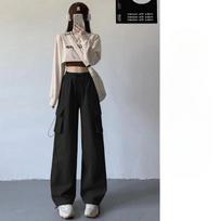 Large Size Quick-drying Work Pants for Women Spring and Autumn New High-waisted Small Sun Protection Slimming Parachute Wide-leg Pants for Women S juoda