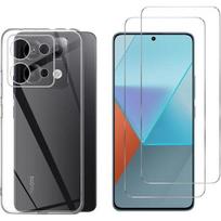 Dėklas Xiaomi Redmi Note 13 PRO 5G ir 2 grūdinto stiklo ekrano apsauginės plėvelės Phonillico® skaidri