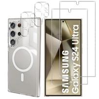 Case for Samsung Galaxy S24 ULTRA and 2 Tempered Glass Screen Protectors and 2 Camera Protectors - Integrated Magnetic Circle Phonillico® skaidri