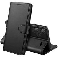 Black Case for Xiaomi Redmi Note 13 PRO PLUS 5G - Magnetic Flip Wallet Card Holder Phonillico® juoda