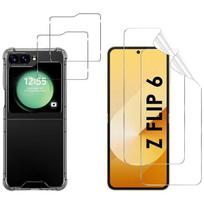 Shockproof case for Samsung Galaxy Z FLIP 6 and 2 Tempered Glass and Phonillico® plastic screen protector skaidri