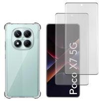 Shockproof Case for Xiaomi Poco X7 5G and 2 Tempered Glass Screen Protectors Phonillico® skaidri