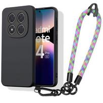 Case for Xiaomi Redmi Note 14 Pro 5G (not for 4G) Black Silicone with Removable Multicolored Strap