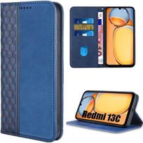 Case for Xiaomi Redmi 13C - Shockproof - Faux Leather - Stand - Card Holder - Navy Blue