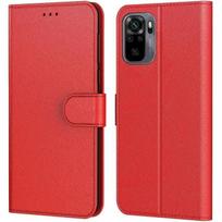 Case For Redmi Note 10-Note 10S (6.43 ) Red 360 Degree Protection Shockproof Leather Effect Anti Scratch