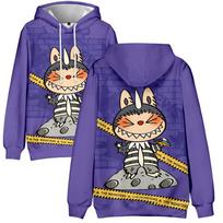 Fashion Men Women Hoodie Streetwear Harajuku Casual LABUBU Cartoon Printed Hooded Pullover Sweatshirts XS