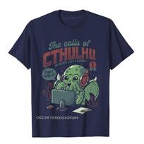 The Calls Of Cthulhu Top T-shirts Fitted Cotton Tops Shirts Street for Adult Luxury Camiseta Christmas Tee Shirt XXXXL tamsiai mėlyna