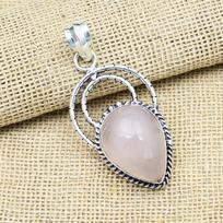 Rose Quartz Gemstone Handmade 925 Solid Sterling Silver Jewelry Designer Silver Chain Pendant Gift for Sister 1.95 Inches rožinė