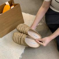 Lazy single shoes retro 2025 niche one-pedal trendy outer wear soft-soled soft leather Chunzi bag head half slippers women's shoes 35 chaki