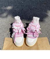 Mandarin duck contrasting color thick baseplate shoes women's ins tide super fire versatile dopamine couple casual shoes 2025 new 35 rožinė