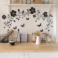 Juoda Gėlių Vijoklio Drugelis Miegamasis Svetainė Namų Fonas Pagražinimas Dekoratyviniai Sienų Lipdukai 39*90cm/fun-h19 gray