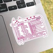 Cat Mac Shortcuts Keyboard Stickers Durable for Laptop, Car, Luggage, Skateboard & More - Perfect for Teens, Adults, Creative Decor & Gifting 5PC rožinė