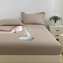 Waterproof Mattress Protector: Anti-Dust & Urine-Proof Bed Cover 48x74cm Pillowcase Pair chaki