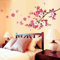 Pink Sakura Flower Cherry Blossom PVC sienų lipdukai Namų dekoro lipdukai